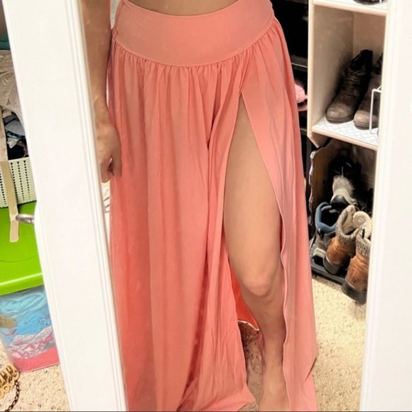 Halara High Waisted Plicated Split 2-in-1 Flowy Quick Dry Maxi Casual Skirt |NEW - Picture 7 of 9